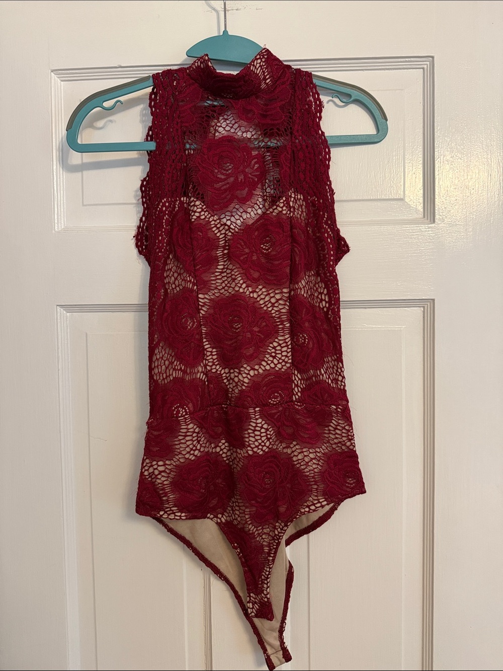 Charlotte Russe Wine Red Lace Bodysuit